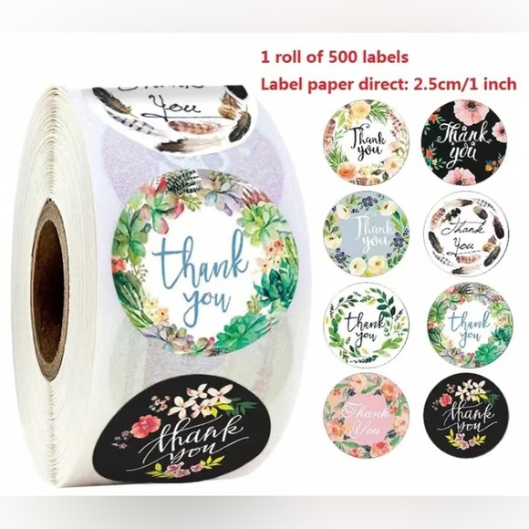 Brand New 500 pc Roll Thank You Stickers - Picture 4 of 7